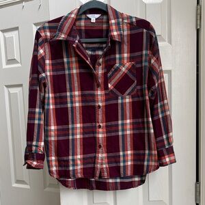 Time and Tru plaid button down shirt top